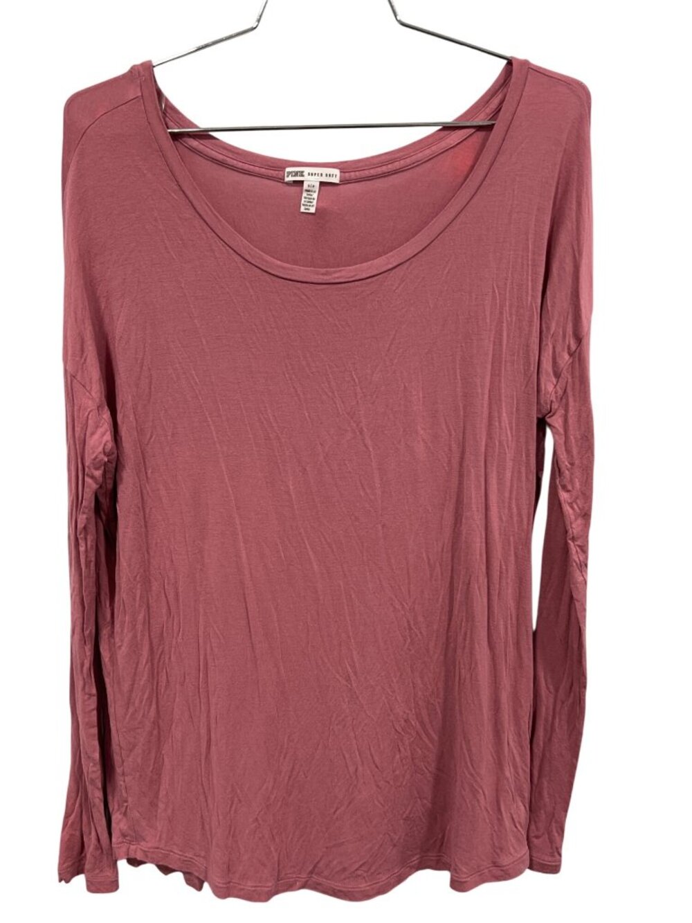 PINK Victoria's Secret Top Small Super Soft Long Sleeve Scoop Neck Lounge Casual